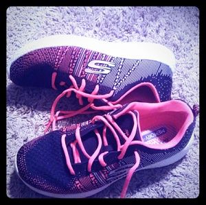 Womens Skechers Running Shoes Hot Pink/Navy